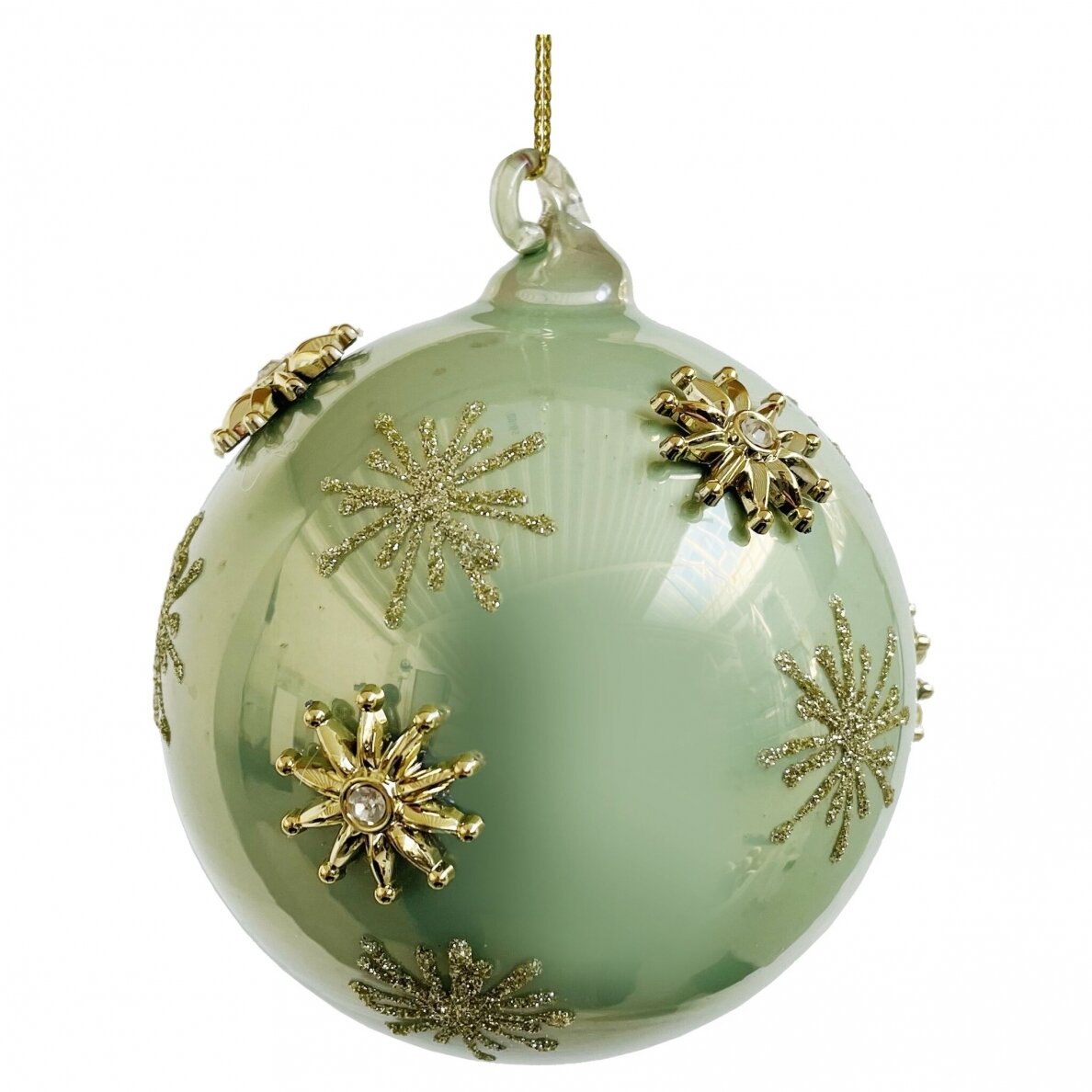 Žaisliukų rinkinys Shiny mint with snowflakes 4vnt. 1 Žaisliukų rinkinys Shiny mint with snowflakes 4vnt. 1